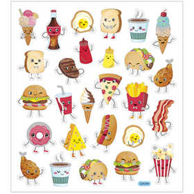 Stickers, fast food, vel 15x16,5 cm, 1 vel [HOB-29079]