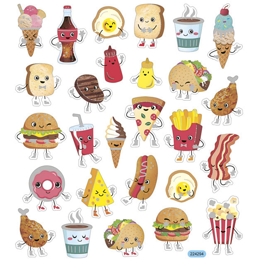 Stickers, fast food, sheet 15x16,5 cm, 1 sheet