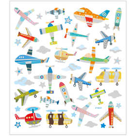 Stickers, vliegtuigen en helicopters, vel 15x16,5 cm, ca. 42 stuk, 1 vel [HOB-29085]