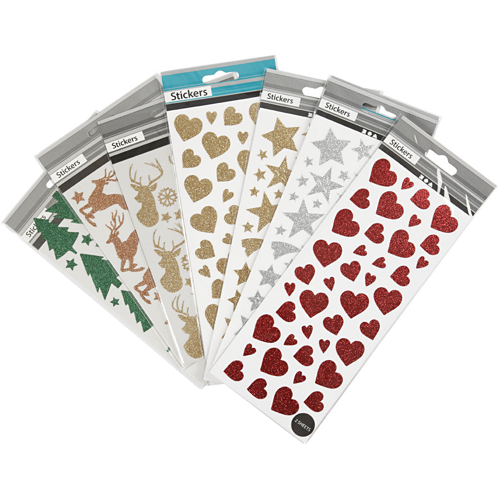 Glitterstickers, vel 10x24+12x18,5 cm, 8 vel/ 1 doos [HOB-29113]