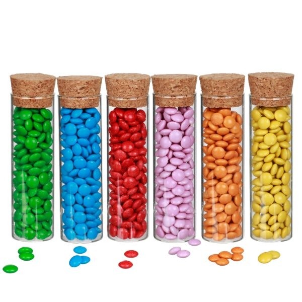 Glazen reageerbuisjes met kurk Ø3cm H: 10 cm  (12 st.) [IFS-29142]