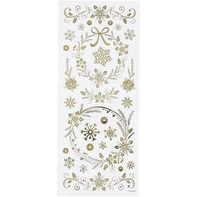 Stickers, kerst sterren, vel 10x24 cm, ca. 29 stuk, goud, 1 vel [HOB-29150]