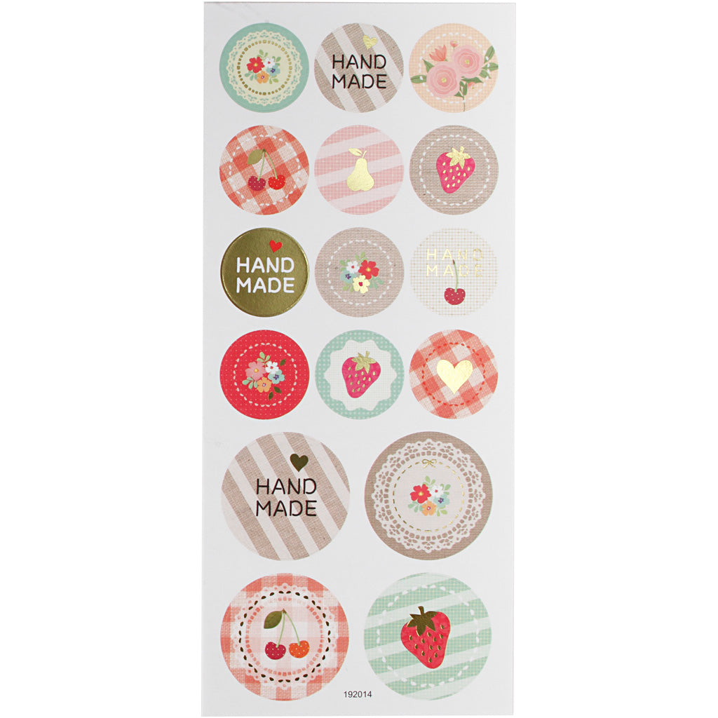 Stickers, handmade, sheet 10x23 cm, ca. 16 pc, 1 sheet