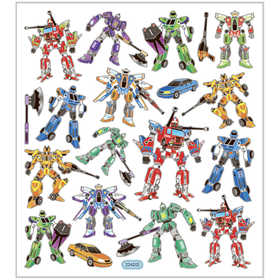 Stickers, transformers, vel 15x16,5 cm, ca. 19 stuk, 1 vel [HOB-29178]