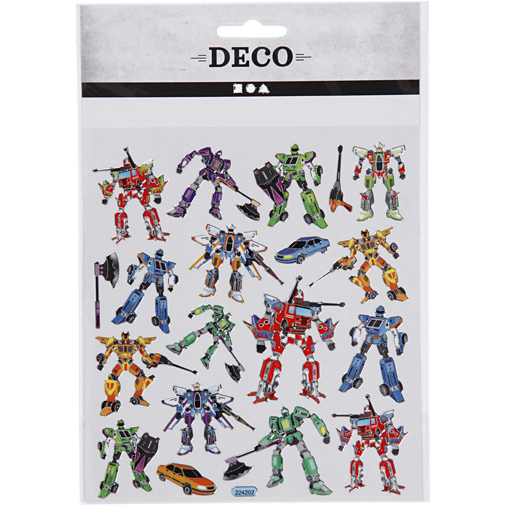 Stickers, transformers, vel 15x16,5 cm, ca. 19 stuk, 1 vel [HOB-29178]
