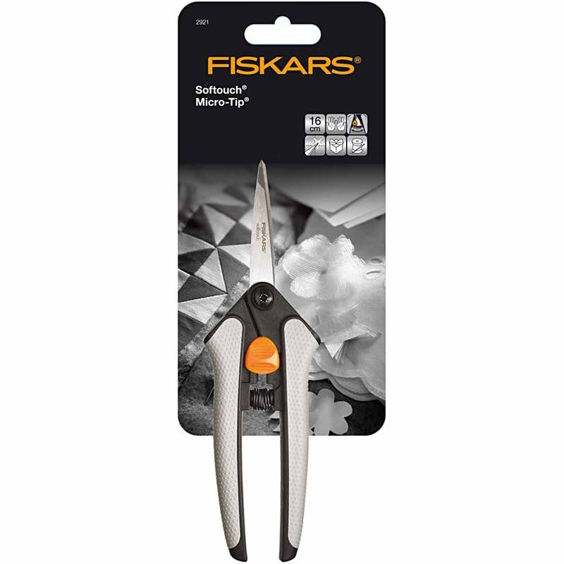 Fiskars Soft-touch schaar, L: 15 cm, micro spids, 1 stuk [HOB-2921]