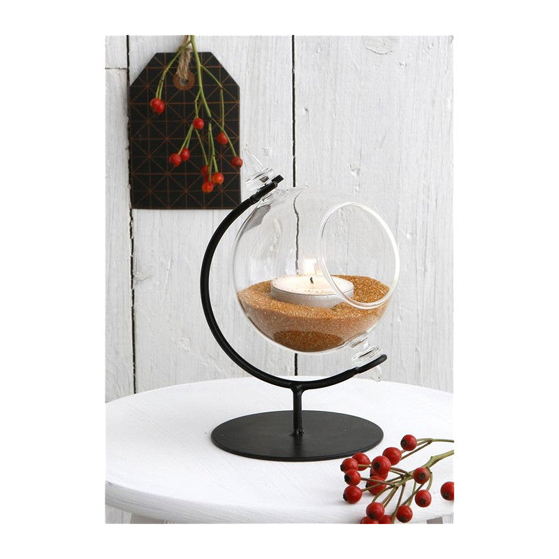 Glazen bol voor theelichtje met standaard Ø8 h.14cm (1 stuk) [IFS-29290]
