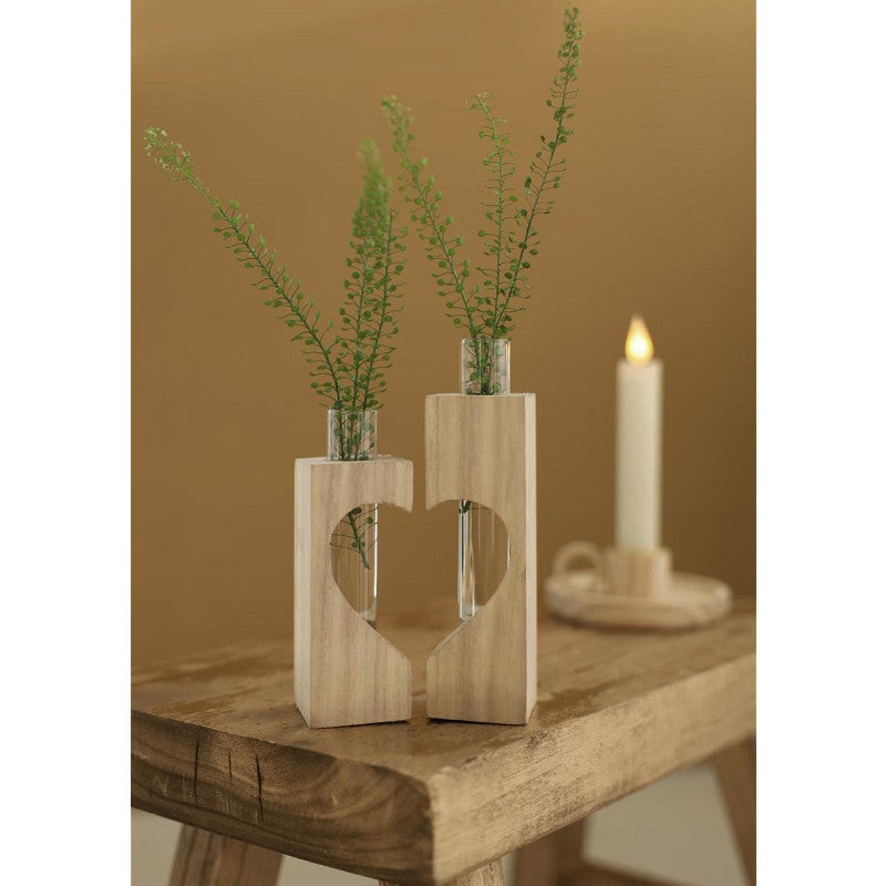 Houten hartje met reageerbuis l.4 b.4 h.14,5 cm (6 stuks) [IFS-29637]