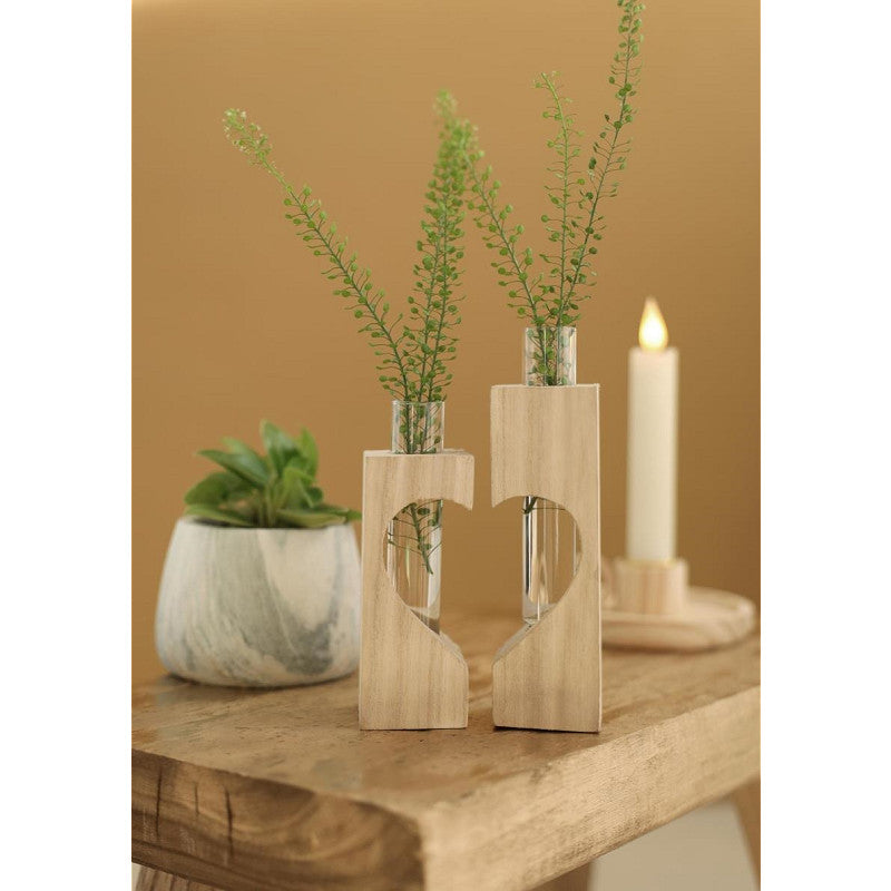 Houten hartje met reageerbuis l.4 b.4 h.14,5 cm (6 stuks) [IFS-29637]