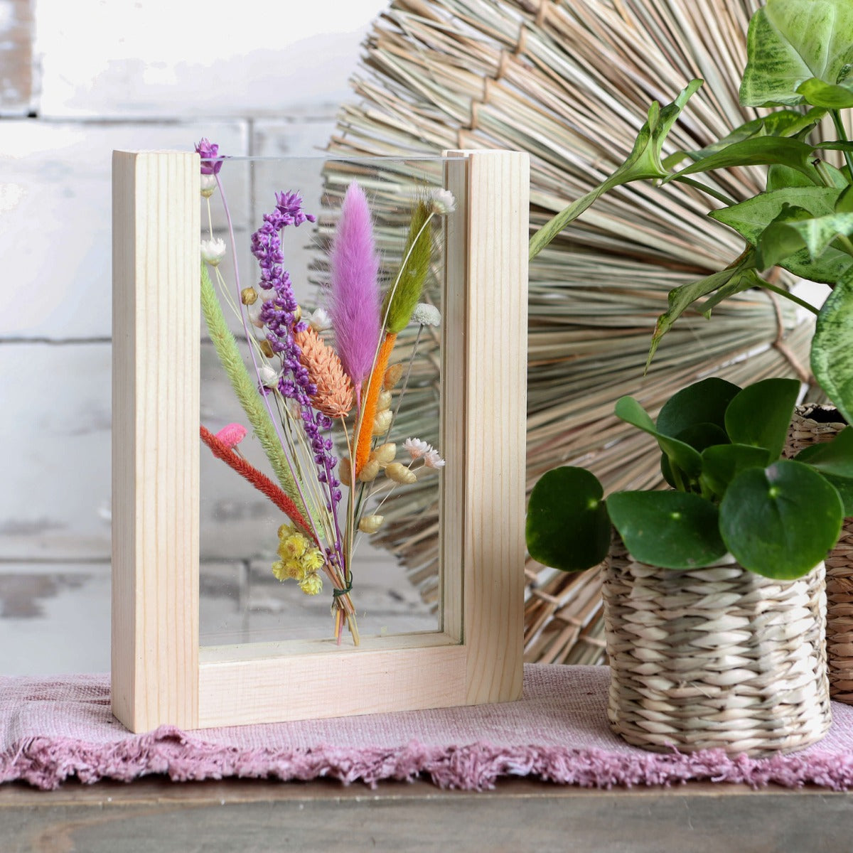 Houten standaard voor droogbloemen etc. 18cm hoog (1 st.) [IFS-29661]