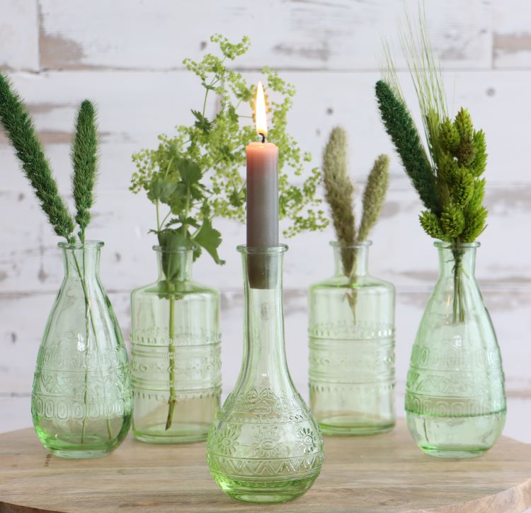 Bloemenvaasje Rome Ø7,5cm en 16cm hoog Groen (12 st.) [IFS-29735]