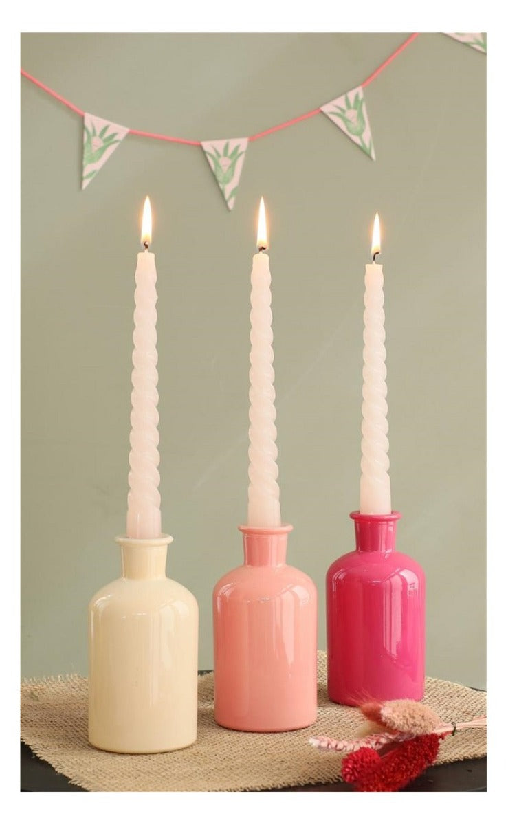 Glazen Fles Ø7 h: 12 cm Assorti Roze (12 stuks) [IFS-29806]