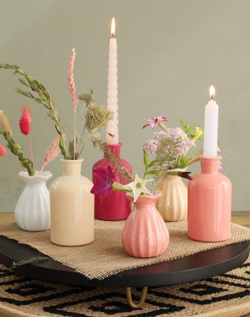 Glazen Fles Ø7 h: 12 cm Assorti Roze (12 stuks) [IFS-29806]