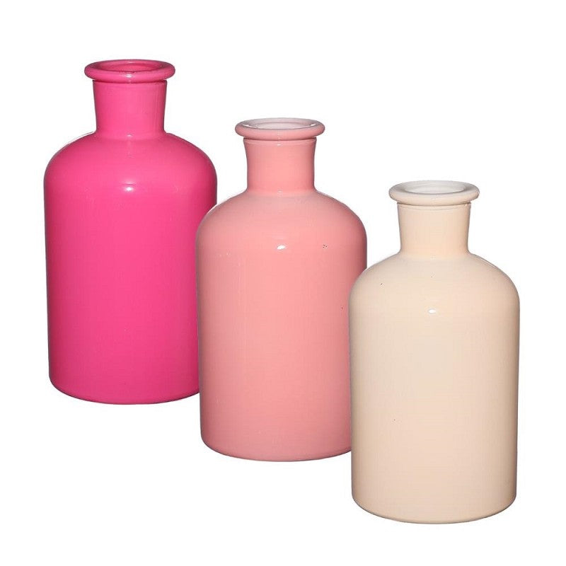 Glass Bottle Ø7 h: 12 cm Assorti Pink (12 Pcs)
