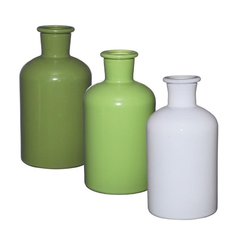 Glazen Fles Ø7 h: 12 cm Assorti Groen (12 stuks) [IFS-29807]