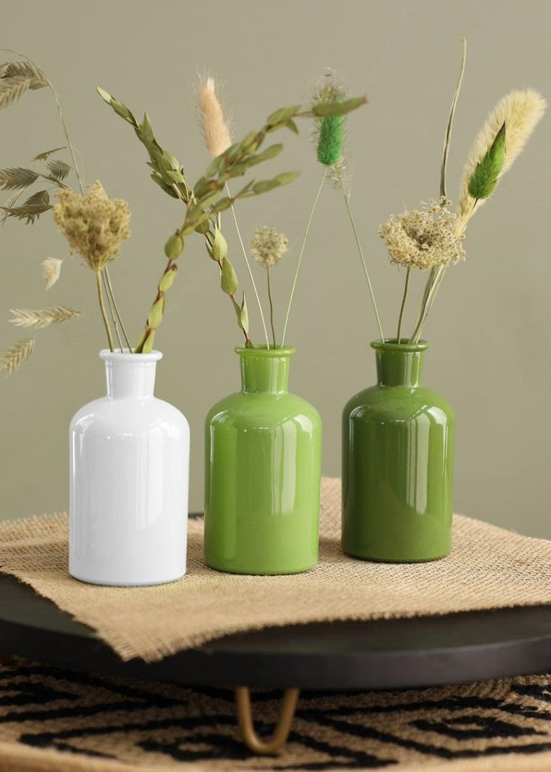 Glazen Fles Ø7 h: 12 cm Assorti Groen (12 stuks) [IFS-29807]