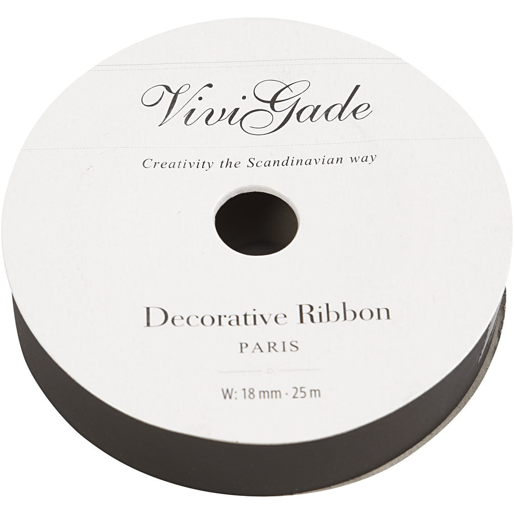 Cadeaulint, B: 18 mm, matt, zwart, 25 m/ 1 rol [HOB-20022]