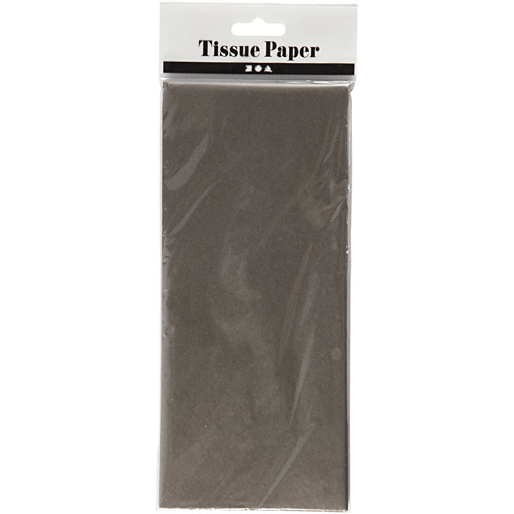 Tissuepapier, vel 50x70 cm, 14 gr, donkergrijs, 10 vel/ 1 doos [HOB-200888]
