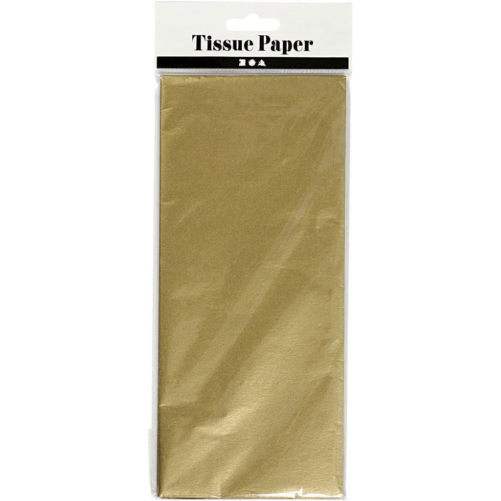 Tissuepapier, vel 50x70 cm, 17 gr, goud, 6 vel/ 1 doos [HOB-200891]