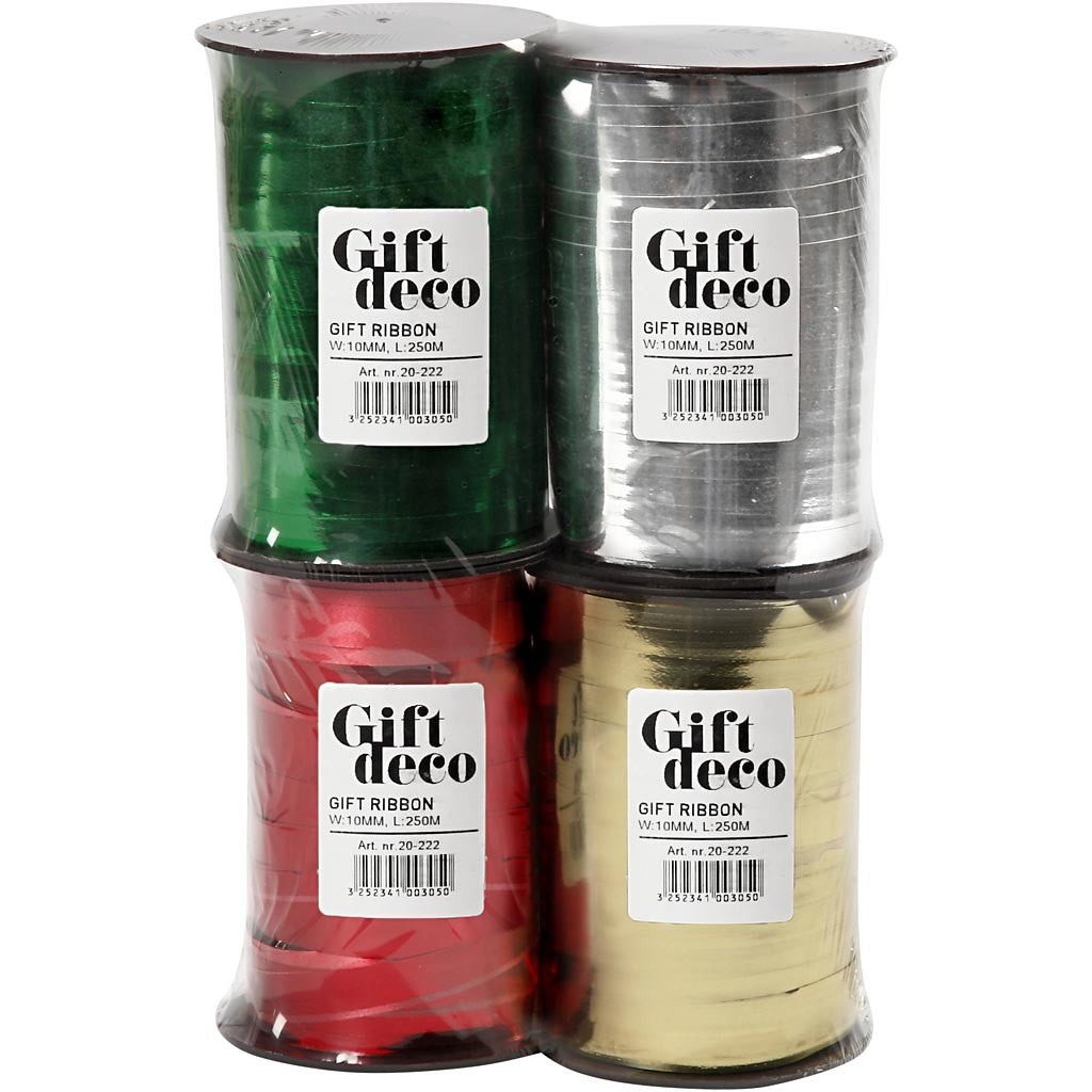 Cadeaulint, B: 10 mm, glossy, 4x250 m/ 1 doos [HOB-20225]