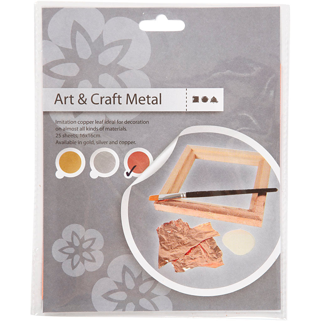 Imitatie bladmetaal, vel 16x16 cm, koper, 0,625 m2, 25 vel/ 1 doos [HOB-20485]