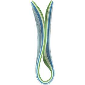 Quilling stroken, L: 78 cm, B: 5 mm, 120 gr, blauw, groen, lime groen, turquoise, 100 stuk/ 1 doos [HOB-20796]