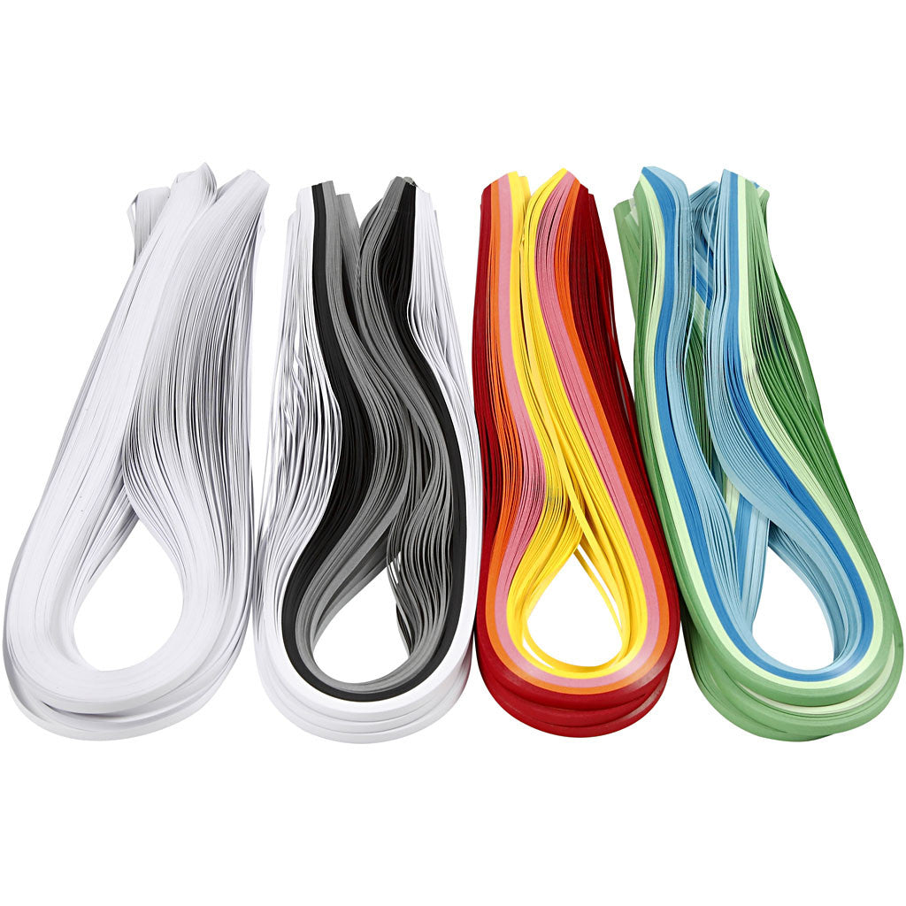 Quilling stroken, L: 78 cm, B: 5 mm, 120 gr, diverse kleuren, 12x100 stuk/ 1 doos [HOB-20799]