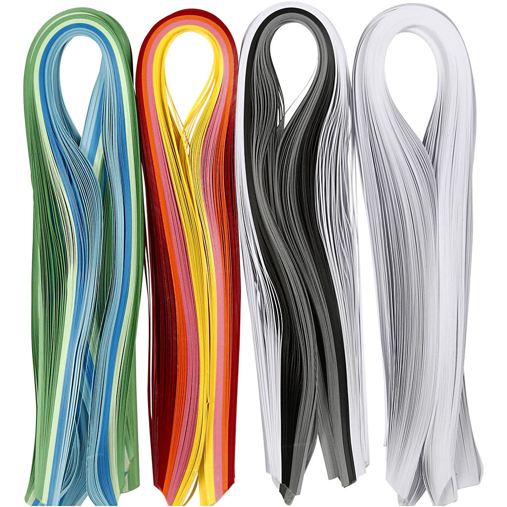 Quilling stroken, L: 78 cm, B: 5 mm, 120 gr, diverse kleuren, 12x100 stuk/ 1 doos [HOB-20799]