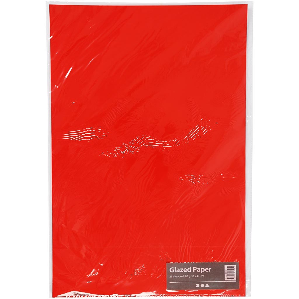 Glanspapier, vel 32x48 cm, 80 gr, rood, 25 vel/ 1 doos [HOB-20843]