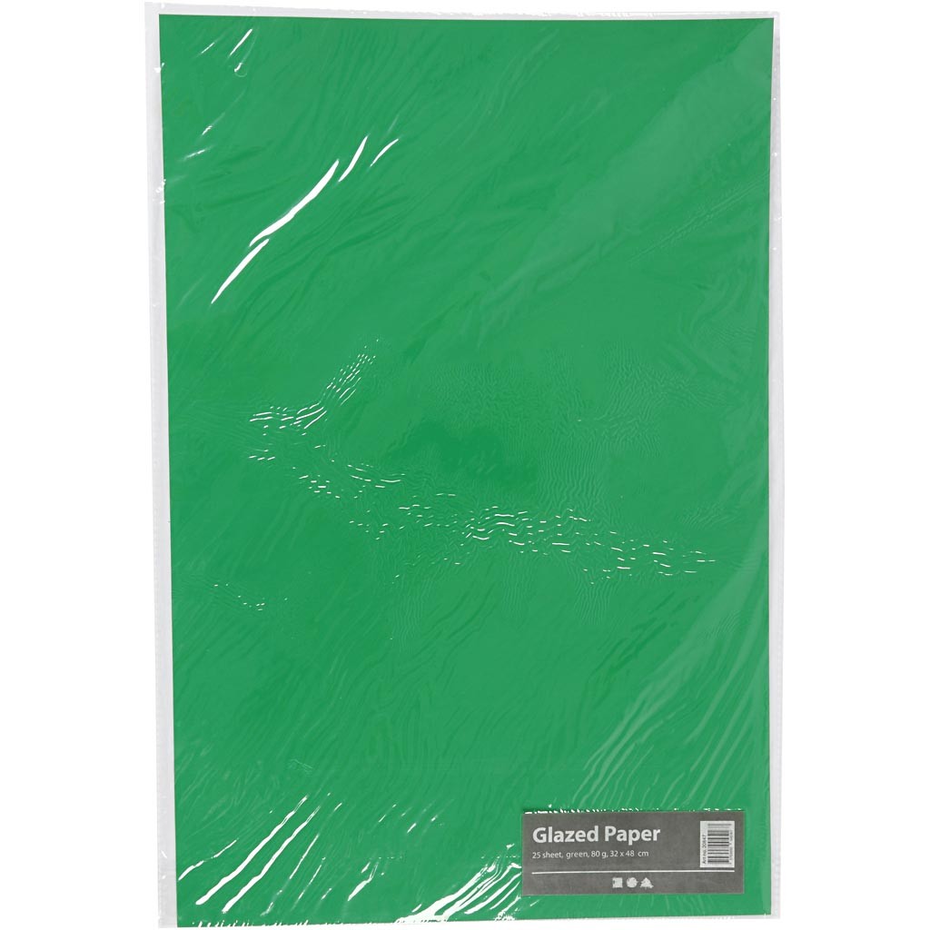 Glanspapier, vel 32x48 cm, 80 gr, groen, 25 vel/ 1 doos [HOB-20847]