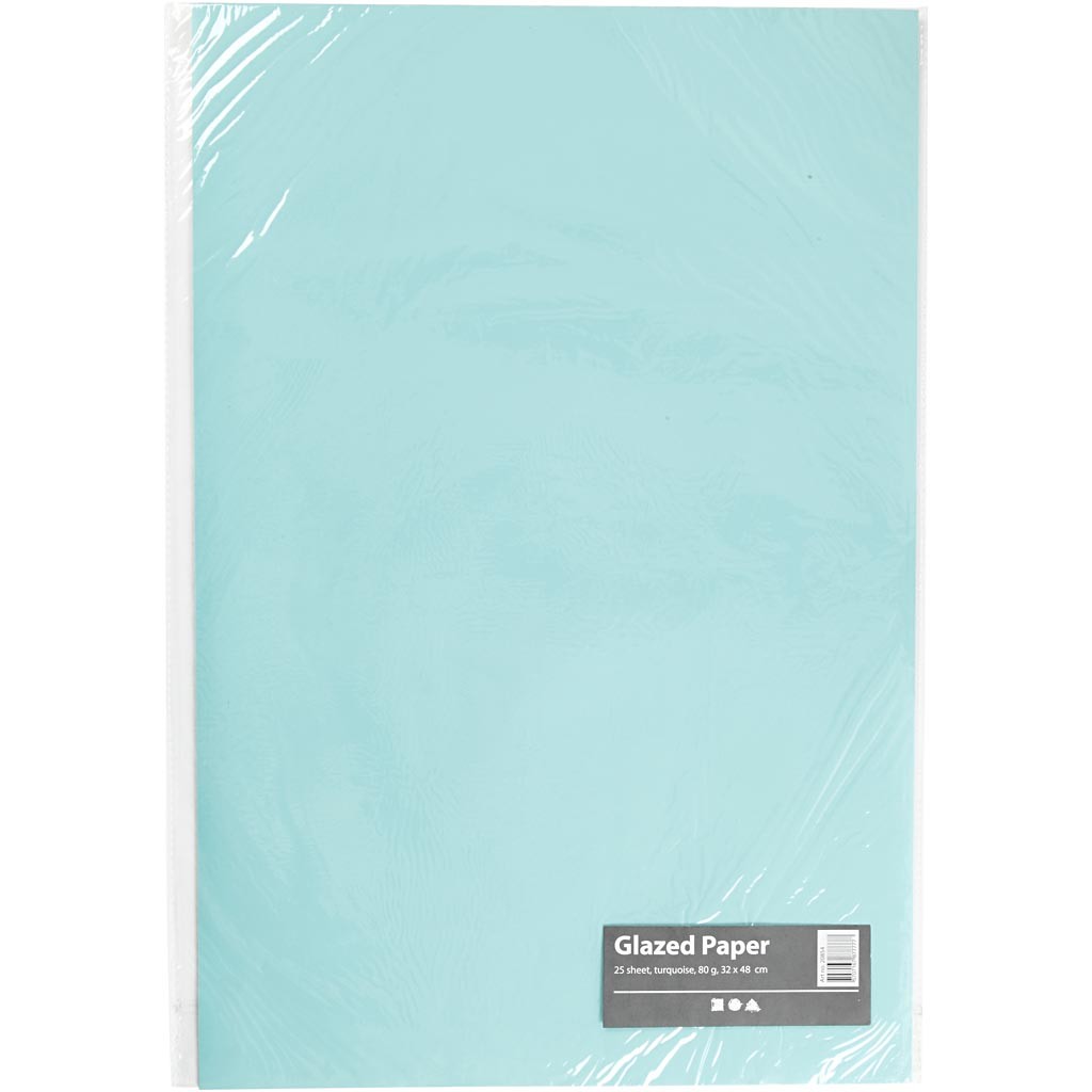 Glanspapier, vel 32x48 cm, 80 gr, turquoise, 25 vel/ 1 doos [HOB-20854]