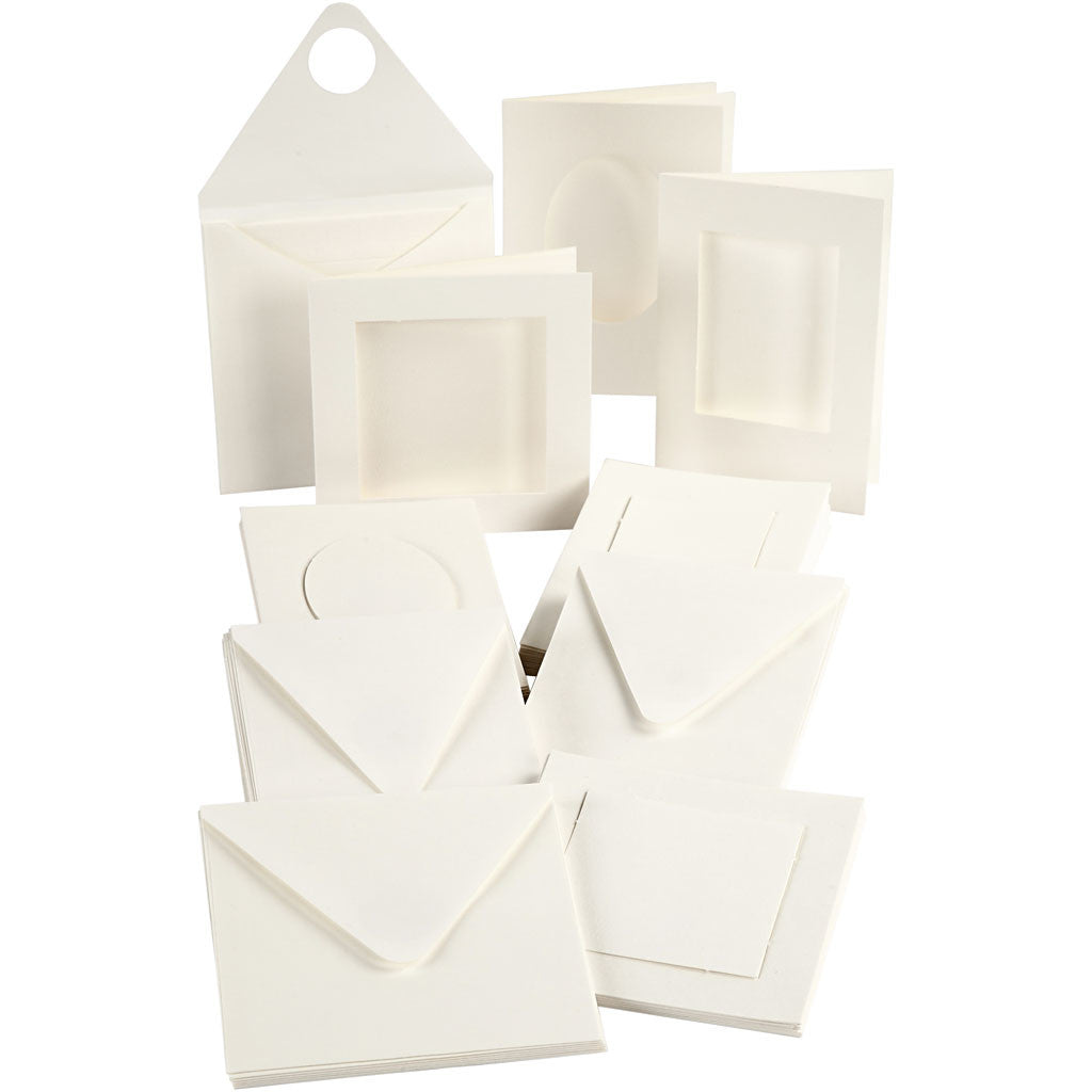 Passepartout kaarten, afmeting kaart 10,5x15 + 12,5x12,5 cm, Inhoud kan variëren , off-white, 50 set/ 1 doos [HOB-21080]