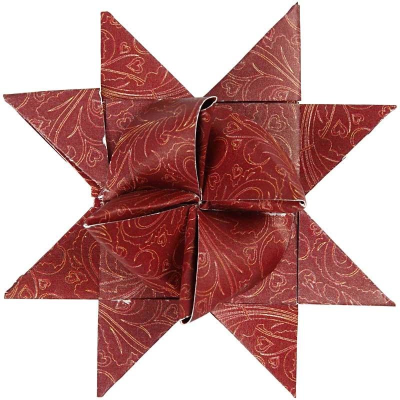 Papieren vlechtstroken, L: 44+78 cm, B: 15+25 mm, d 6,5+11,5 cm, rood, wit, 60 stroken/ 1 doos [HOB-22248]