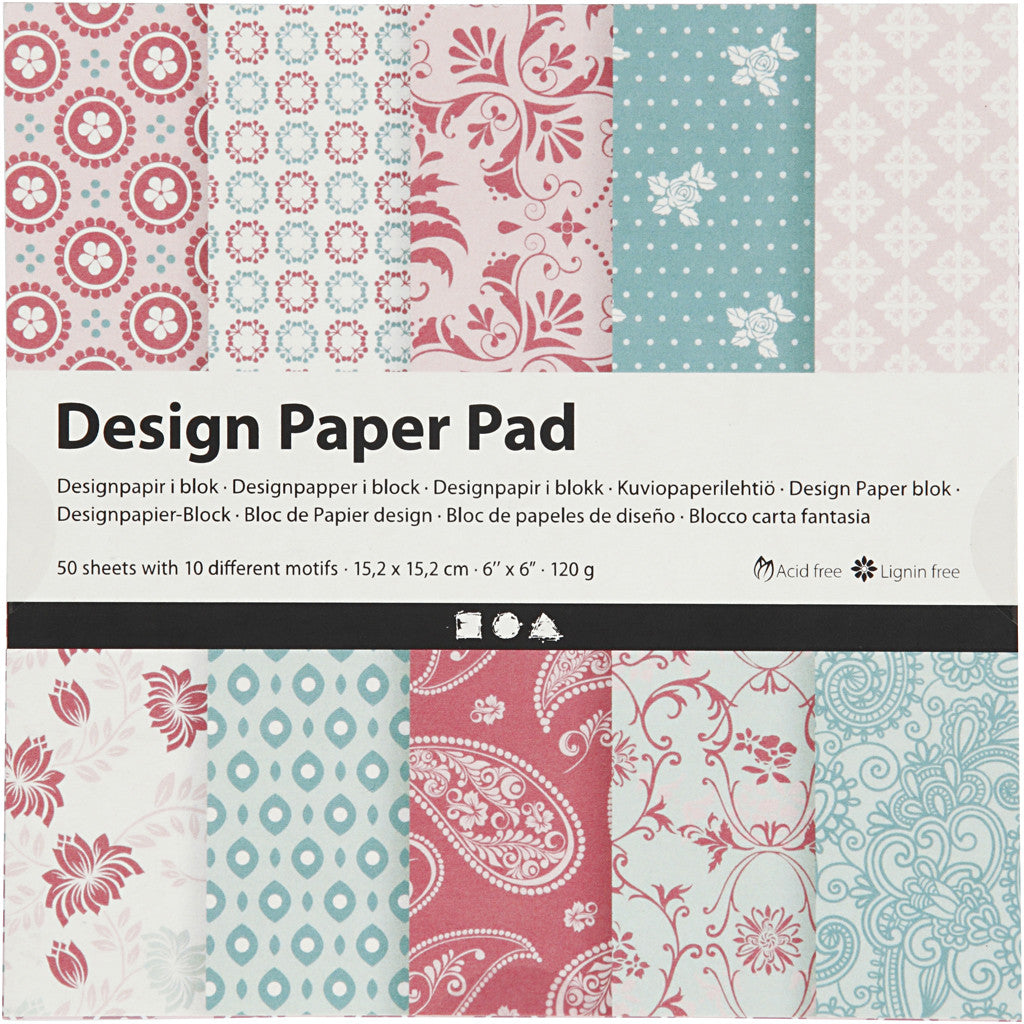 Design papierblok, vel 15,2x15,2 cm, 120 gr, roze, 50 vel/ 1 doos [HOB-225913]