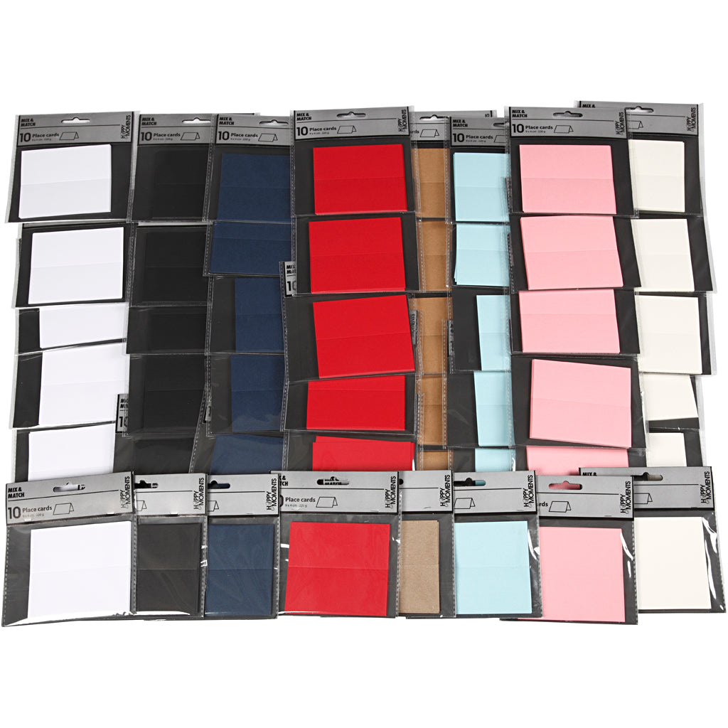 Naamkaarten, afm 9x4 cm, 220 gr, diverse kleuren, 8x10 doos/ 1 doos [HOB-228723]