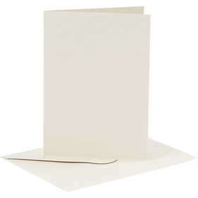 Kaarten en enveloppen, afmeting kaart 10,5x15 cm, afmeting envelop 11,5x16,5 cm, 110+230 gr, off-white, 6 set/ 1 doos [HOB-23011]
