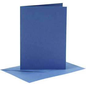 Kaarten en enveloppen, afmeting kaart 10,5x15 cm, afmeting envelop 11,5x16,5 cm, 110+220 gr, blauw, 6 set/ 1 doos [HOB-23014]