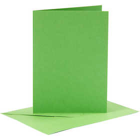 Kaarten en enveloppen, afmeting kaart 10,5x15 cm, afmeting envelop 11,5x16,5 cm, 110+220 gr, groen, 6 set/ 1 doos [HOB-23015]