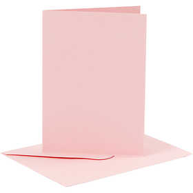 Kaarten en enveloppen, afmeting kaart 10,5x15 cm, afmeting envelop 11,5x16,5 cm, 110+220 gr, roze, 6set/ 1 doos [HOB-23016]