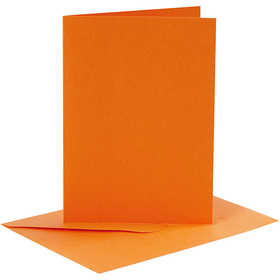Kaarten en enveloppen, afmeting kaart 10,5x15 cm, afmeting envelop 11,5x16,5 cm, 110+220 gr, oranje, 6 set/ 1 doos [HOB-23018]