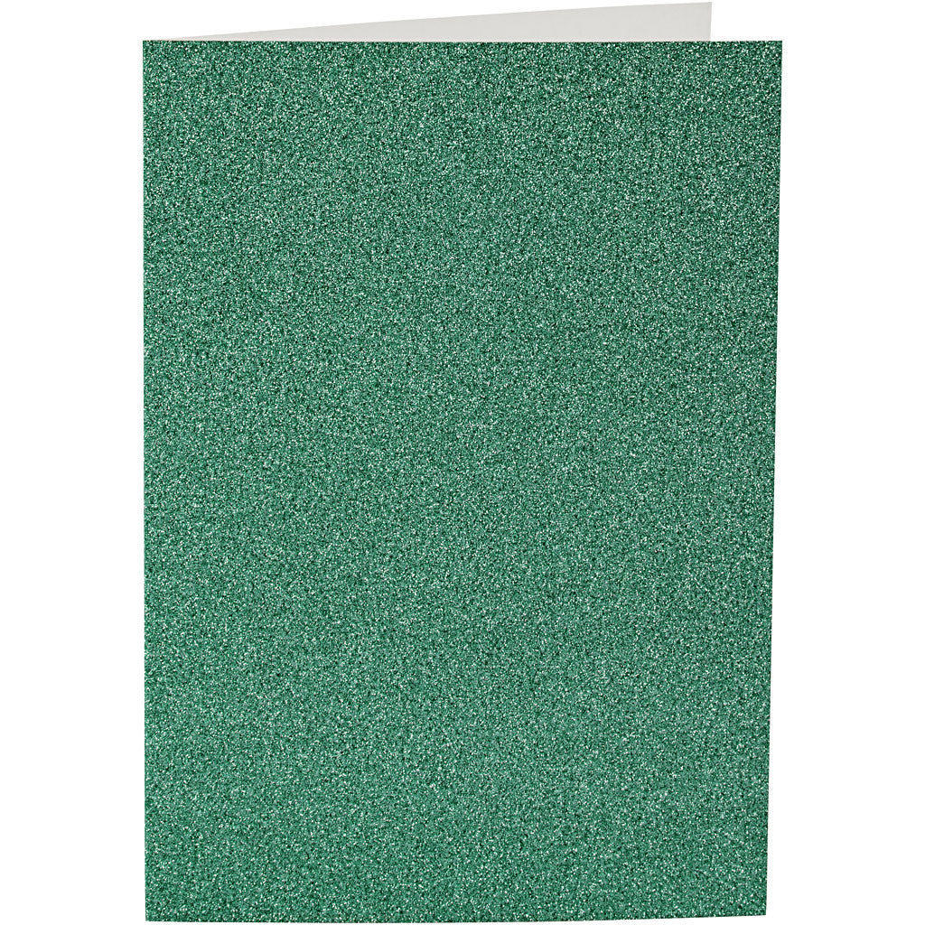Kaarten en enveloppen, afmeting kaart 10,5x15 cm, afmeting envelop 11,5x16,5 cm, glitter, 110+250 gr, groen, 4 set/ 1 doos [HOB-23026]
