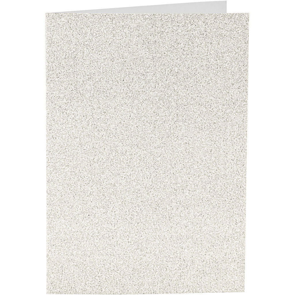 Kaarten en enveloppen, afmeting kaart 10,5x15 cm, afmeting envelop 11,5x16,5 cm, glitter, 120+250 gr, wit, 4 set/ 1 doos [HOB-23028]