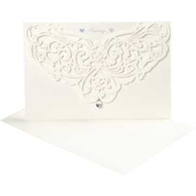 Kaart met Envelop, afmeting kaart 12x17,7 cm, afmeting envelop 18,x12,5 cm, 230 gr, off-white, 5 set/ 1 doos [HOB-23041]