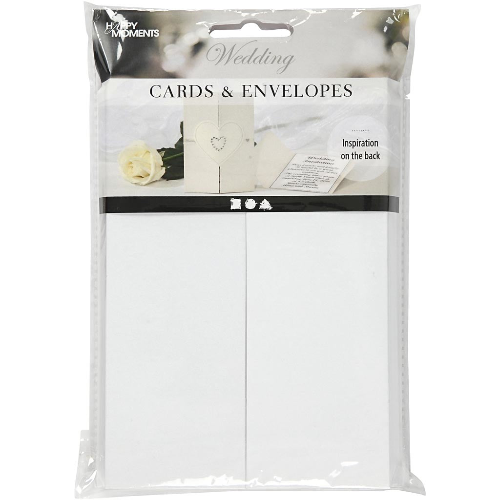 Parelmoer kaart & envelop, afmeting kaart 10,5x15 cm, afmeting envelop 11,5x16,5 cm, 230+120 gr, wit, 10 set/ 1 doos [HOB-23044]
