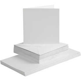 Kaarten en enveloppen, afmeting kaart 15x15 cm, afmeting envelop 16x16 cm, 120+240 gr, wit, 50 set/ 1 doos [HOB-23115]