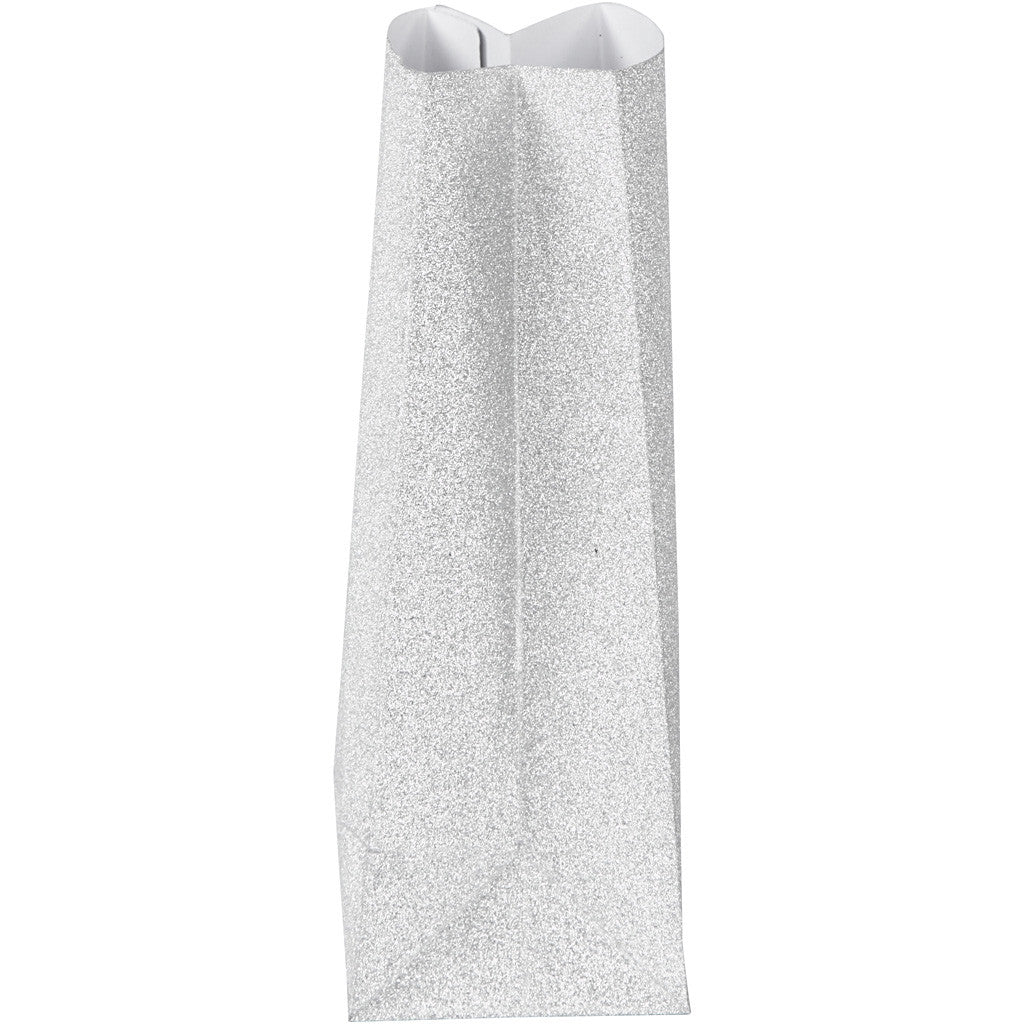 Papieren Zakken, H: 17 cm, afm 6x9 cm, 120 gr, zilver, 8 stuk/ 1 doos [HOB-23137]