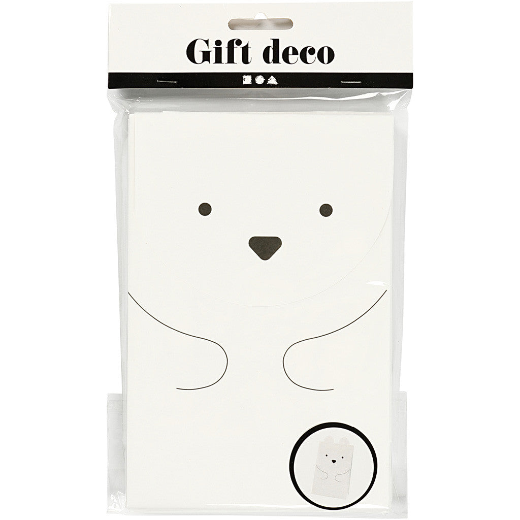 Papieren zakken, ijsbeer, H: 18 cm, afm 6x12 cm, 80 gr, wit, 6 stuk/ 1 doos [HOB-23181]