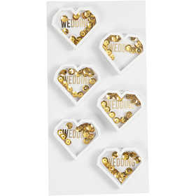 Shaker stickers, D: 4 mm, L: 32 mm, B: 38 mm, wit, 6 stuk/ 1 doos [HOB-23198]