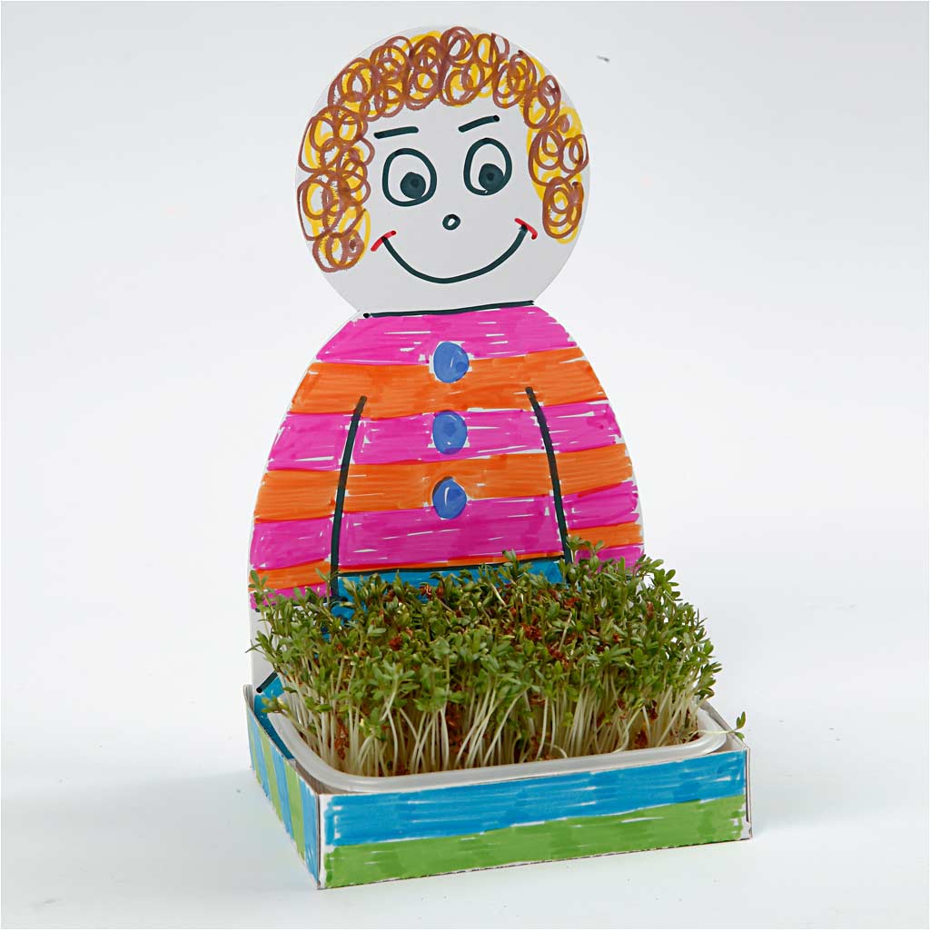 Waterkersbakje met figuur, persoon, H: 20 cm, wit, 6 set/ 1 doos [HOB-233441]