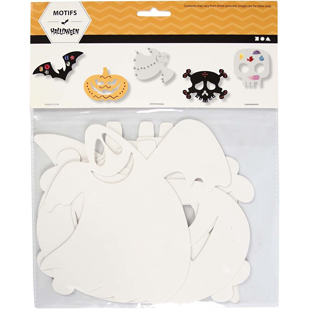 Halloween figuren, afm 25x17 cm, 230 gr, wit, 16 stuk/ 1 doos [HOB-234610]